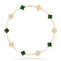 [Camiery] VA CLOVER 10 MOTIFS MALACHITE DIAMOND NECKLACE