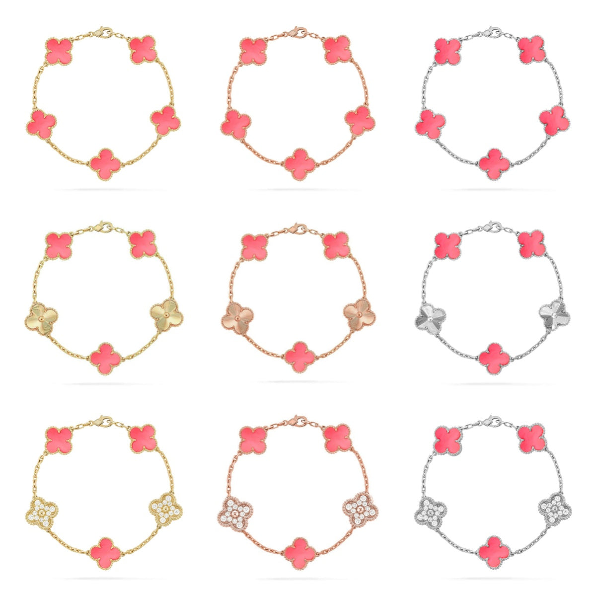 [Camiery] CLOVER 5 MOTIFS  PINK MOP BRACELET COLLECTION
