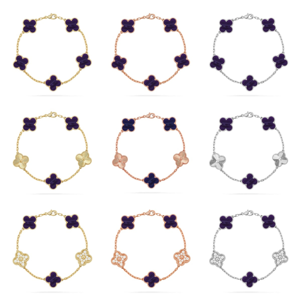 [Camiery]CLOVER 5 MOTIF PURPLE STRIPES BRACELET COLLECTION
