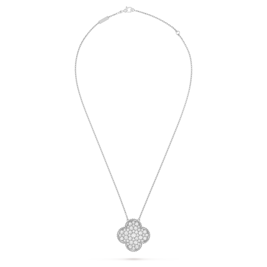 [Camiery] VA CLOVER 25MM LARGE  DIAMOND WHITE GOLD NECKLACE