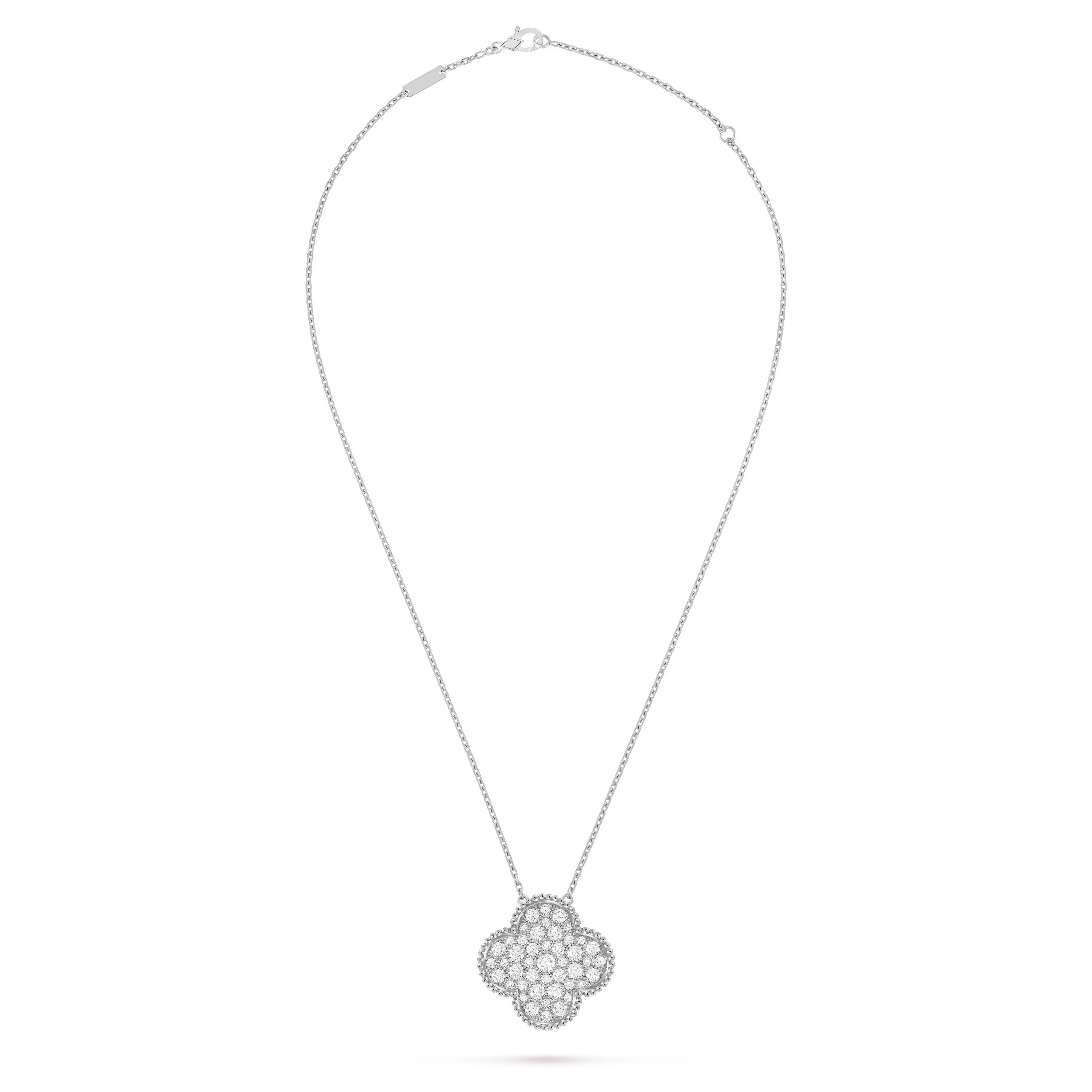 [Camiery] VA CLOVER 25MM LARGE  DIAMOND WHITE GOLD NECKLACE