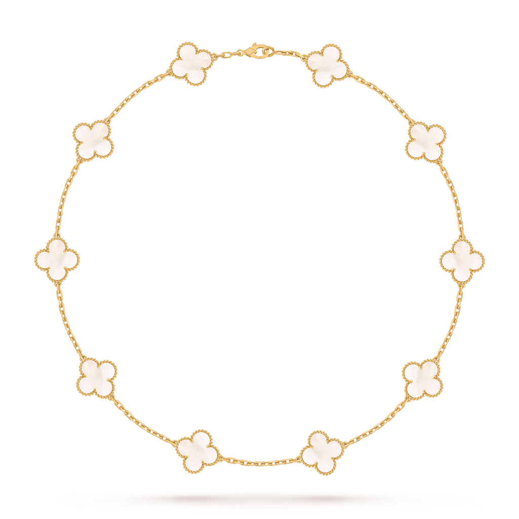 [Camiery] VA CLOVER 10 MOTIFS WHITE MOP NECKLACE