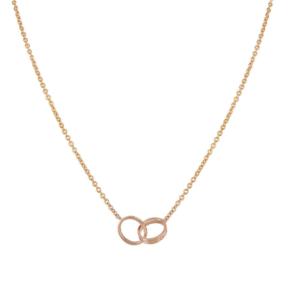 [CLOVER JEWELRY]LOVE NECKLACE DOUBLE RING PINK GOLD