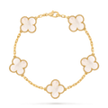 [Camiery] VA CLOVER 5 MOTIFS WHITE MOP GOLD BRACELET