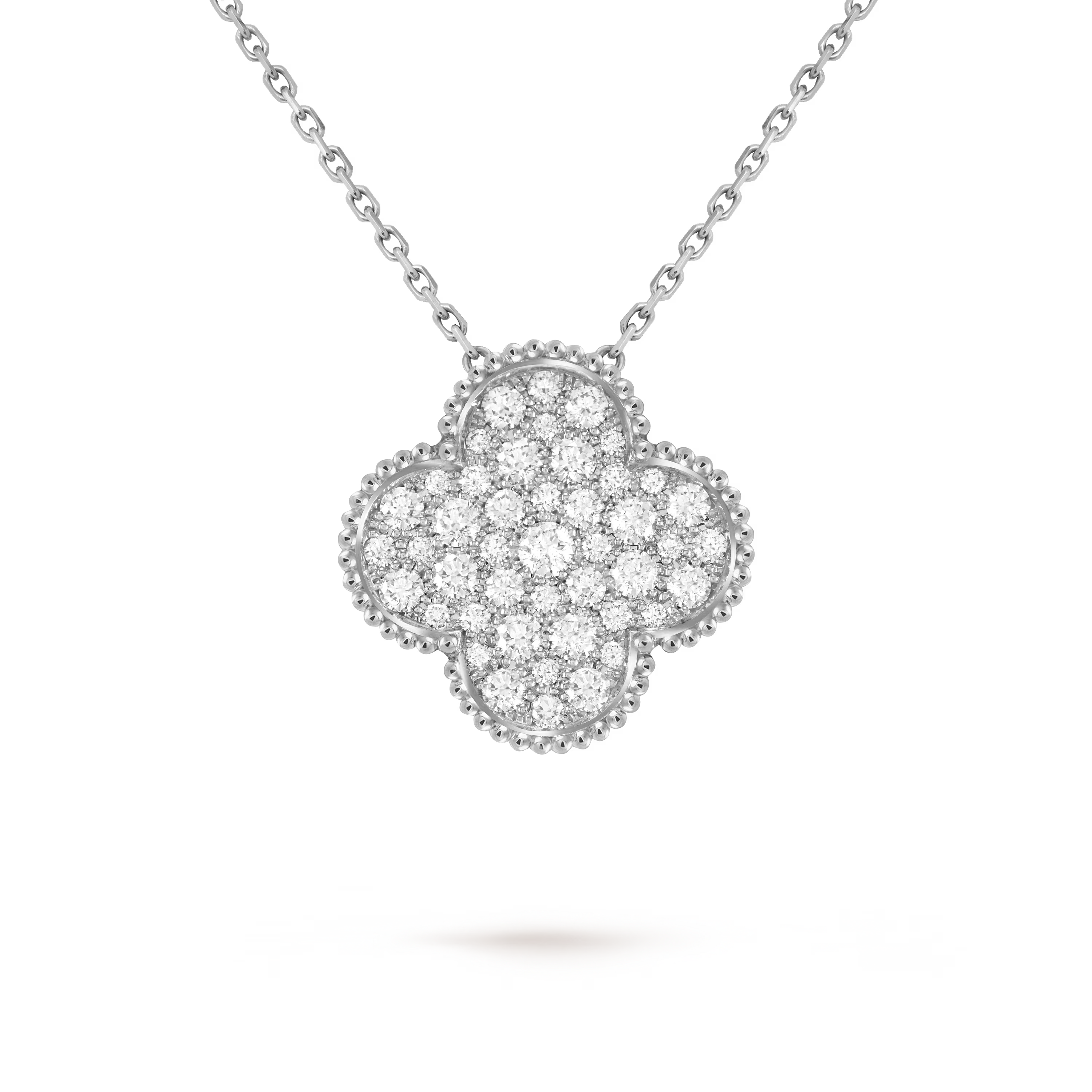 [Camiery] VA CLOVER 25MM LARGE  DIAMOND WHITE GOLD NECKLACE