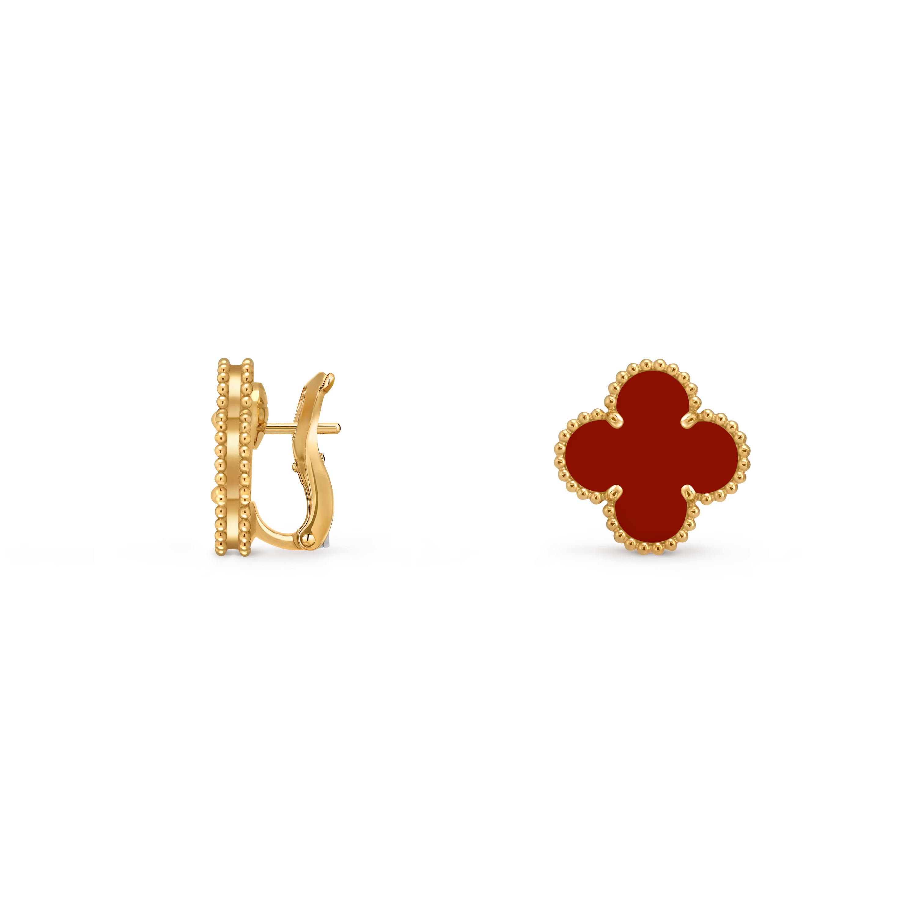 [Camiery] VA CLOVER 1 MOTIFS CARNELIAN GOLD EARRINGS