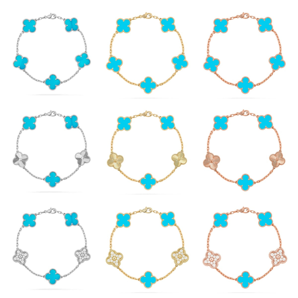 [Camiery] CLOVER 5 MOTIF TURQUOISE BRACELET COLLECTION