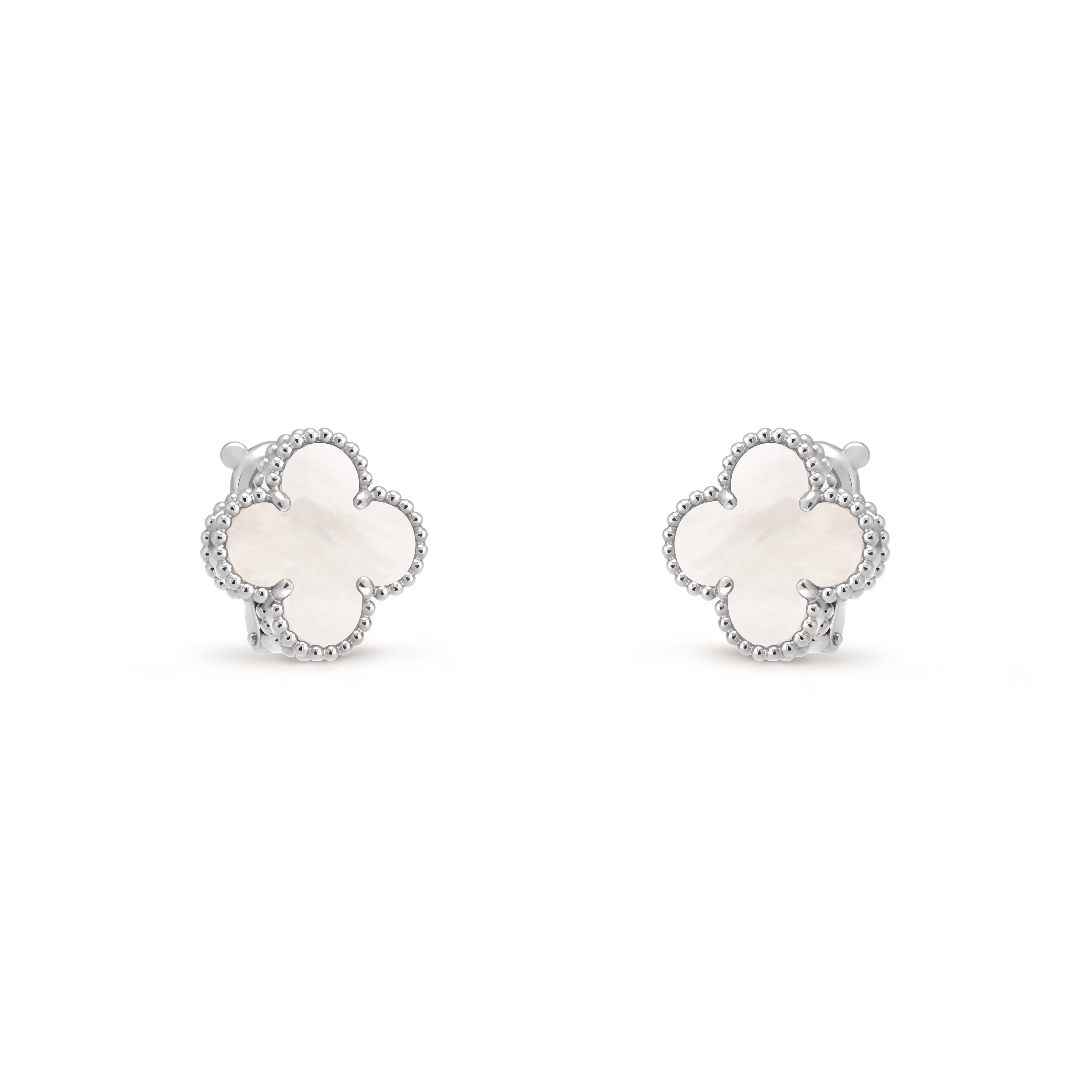 [Camiery] VA CLOVER 1 MOTIFS WHITE MOP WHITEGOLD EARRINGS
