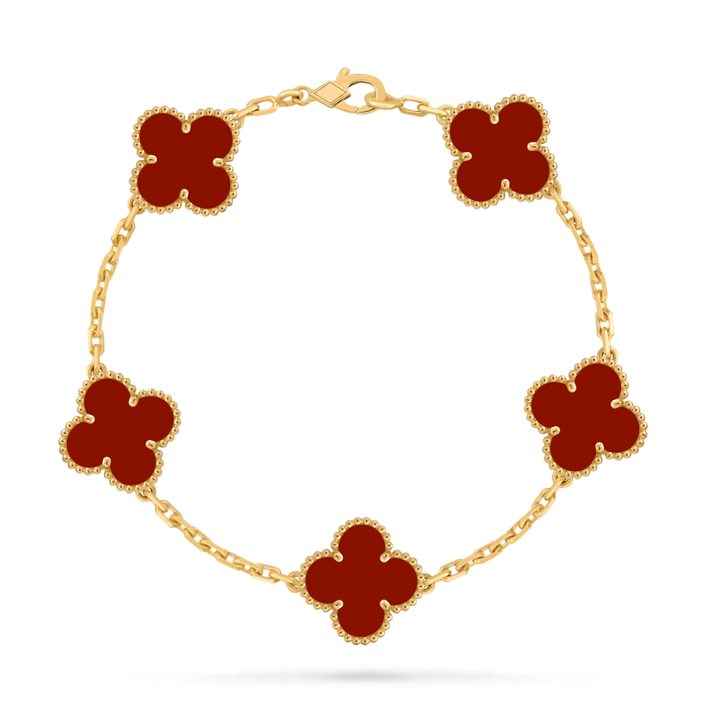 [Camiery] VA CLOVER 5 MOTIFS CARNELIAN BRACELET
