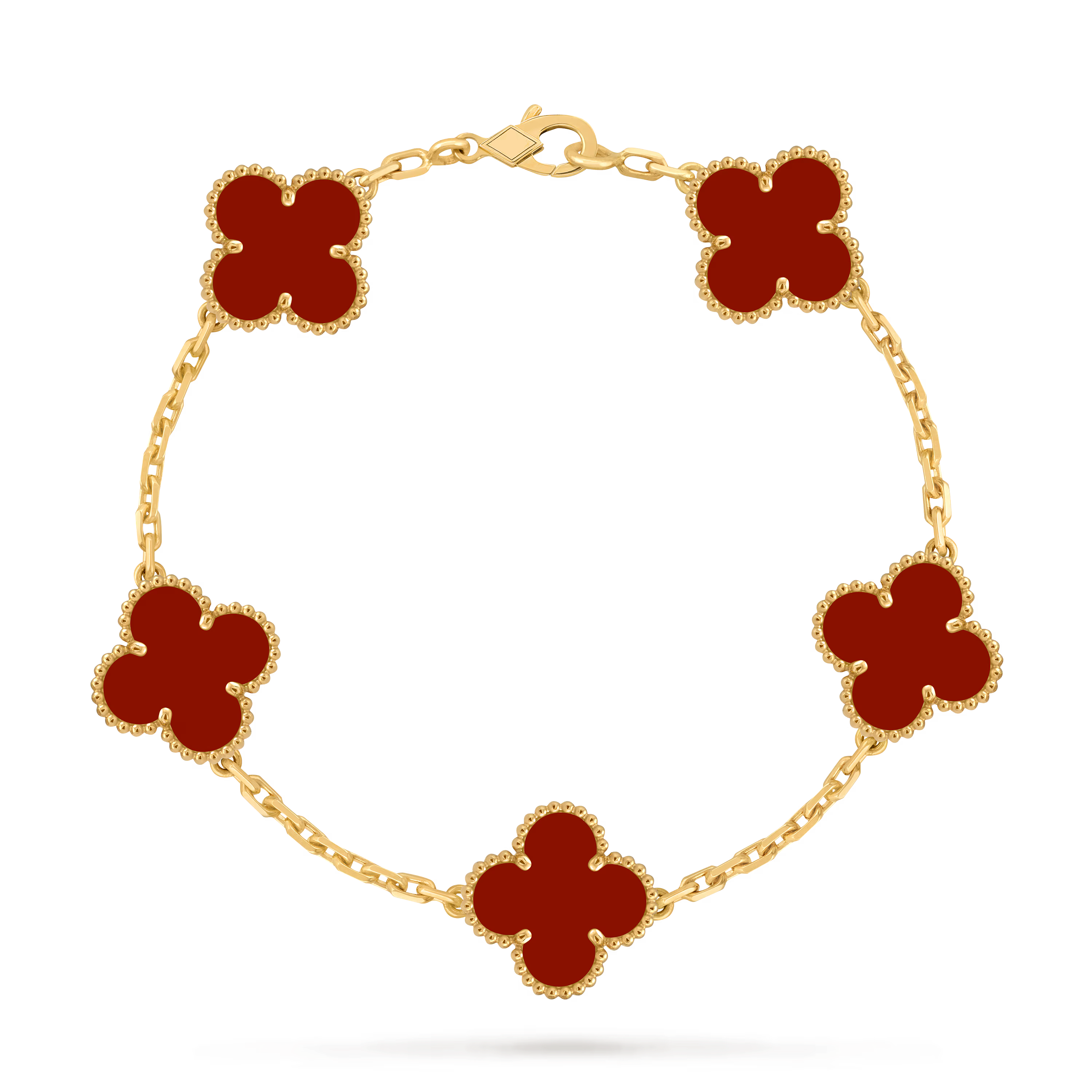 [Camiery] VA CLOVER 5 MOTIFS CARNELIAN BRACELET