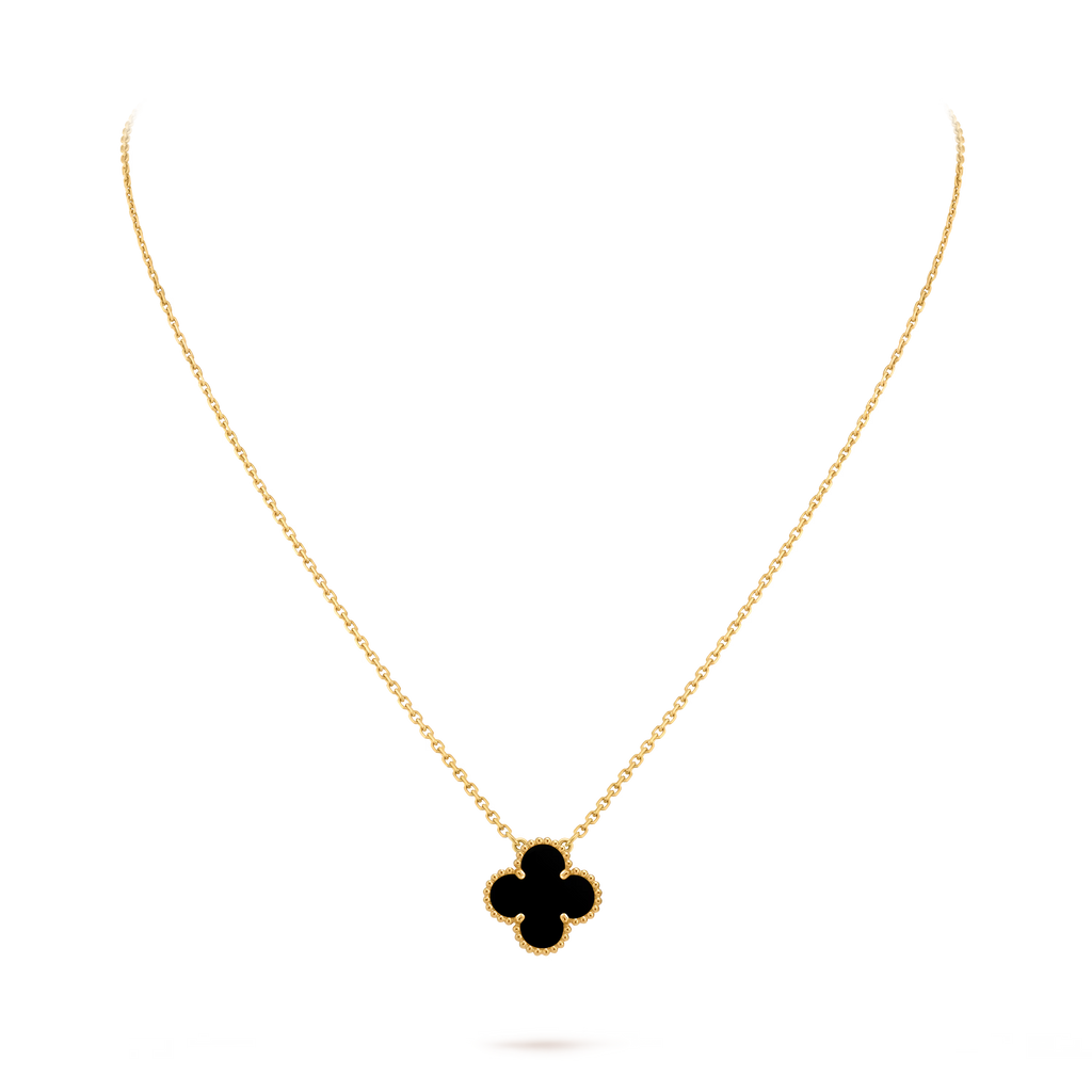 [Camiery] VA CLOVER 15MM ONYX GOLD NECKLACE