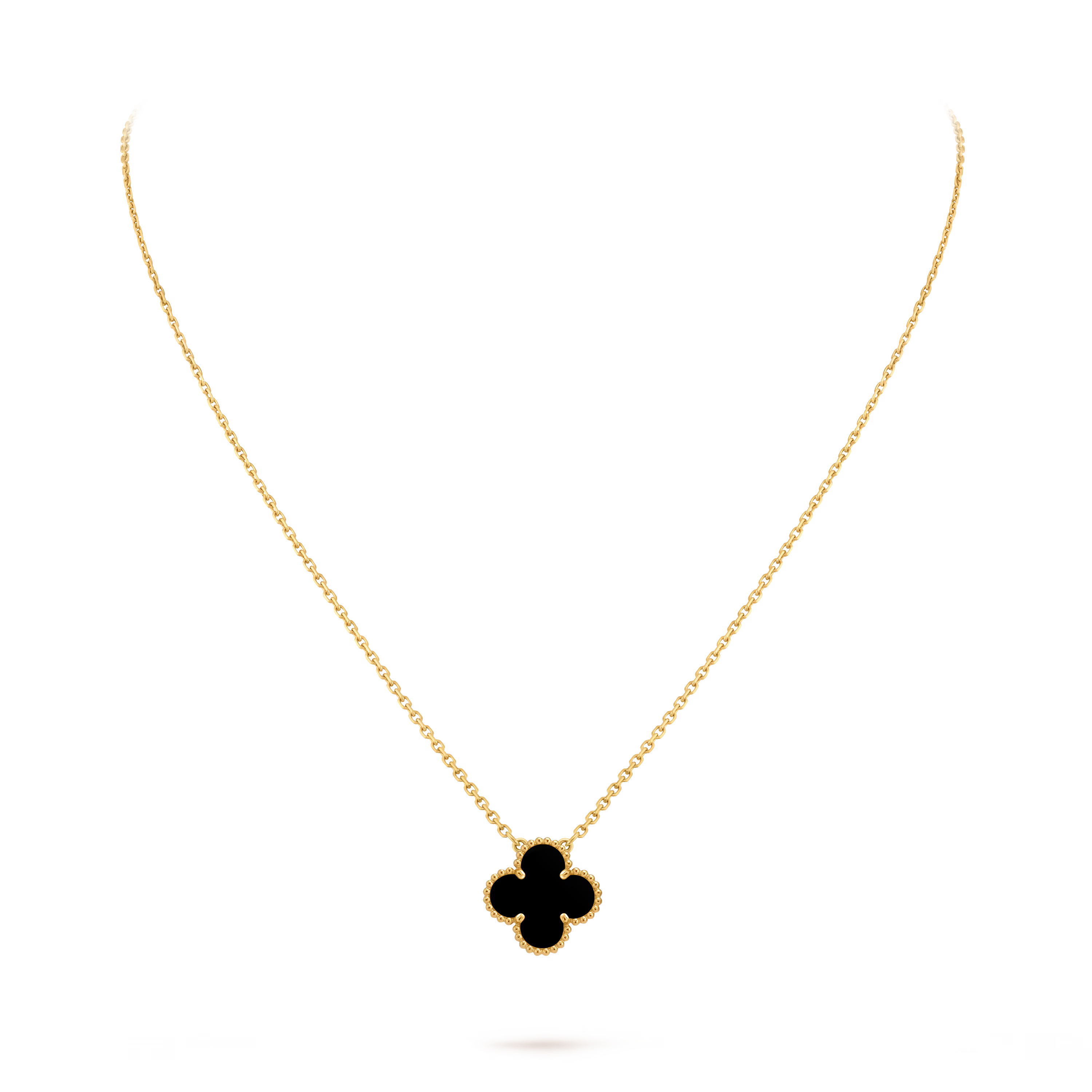 [Camiery] VA CLOVER 15MM ONYX GOLD NECKLACE