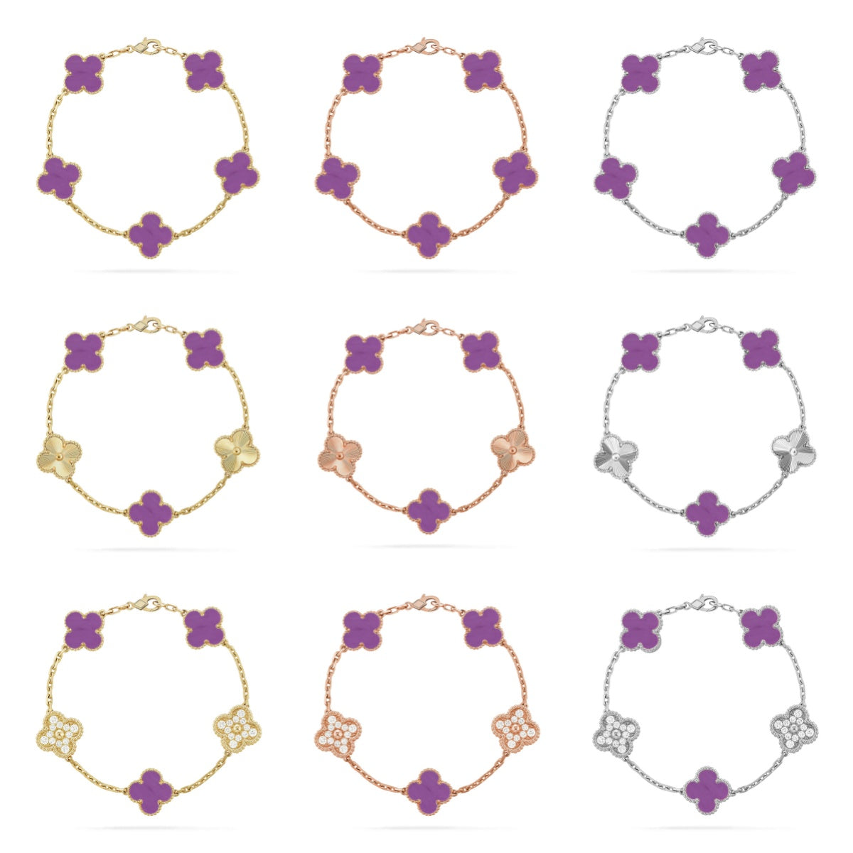 [Camiery] CLOVER 5 MOTIF VIOLET BRACELET COLLECTION
