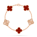 [Camiery] VA CLOVER 5 MOTIF CARNELIAN LASER ROSE GOLD BRACELET