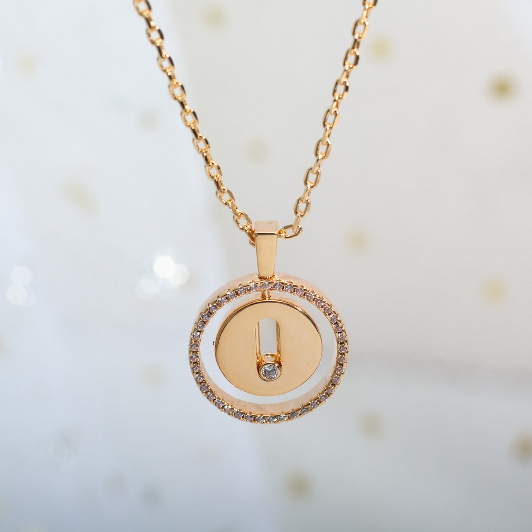 [Camiery]LUCKY MOVE PM NECKLACE PINK GOLD DIAMOND