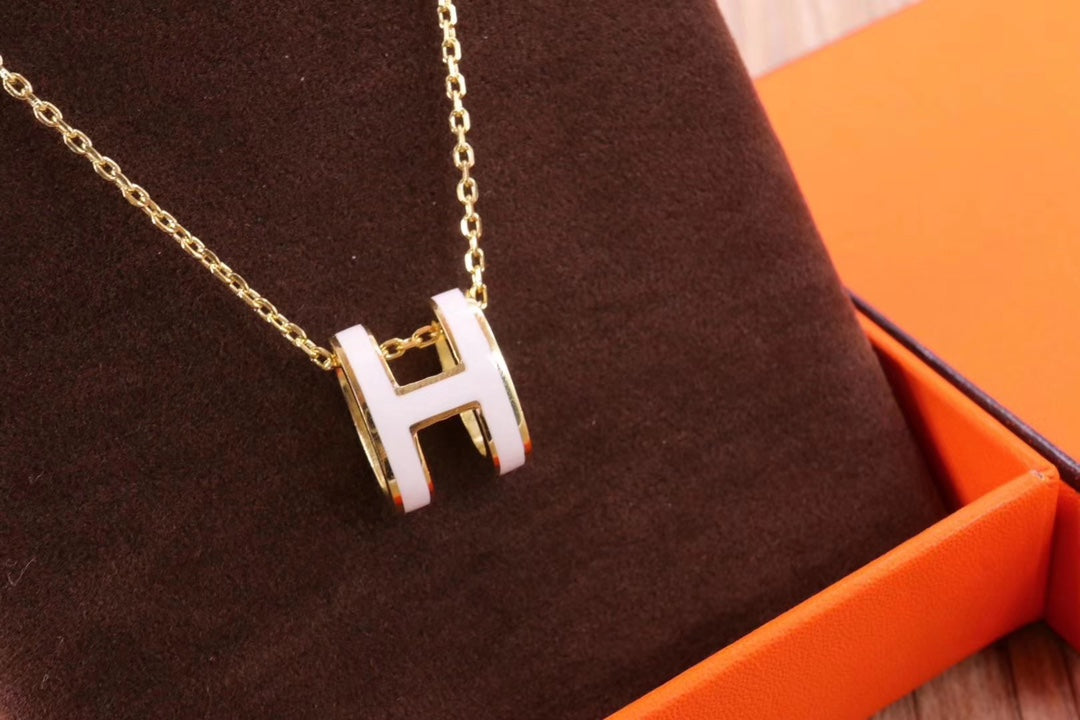 [CLOVER JEWELRY]HM CLIC YELLOW ENAMEL GOLD NECKLACE