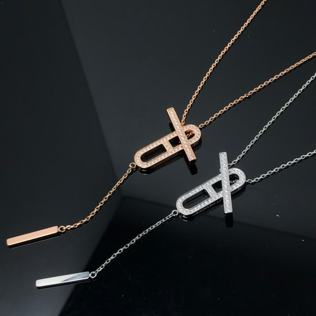 [CLOVER JEWELRY]HM NECKLACE PLATINUM ROSE GOLD DIAMOND