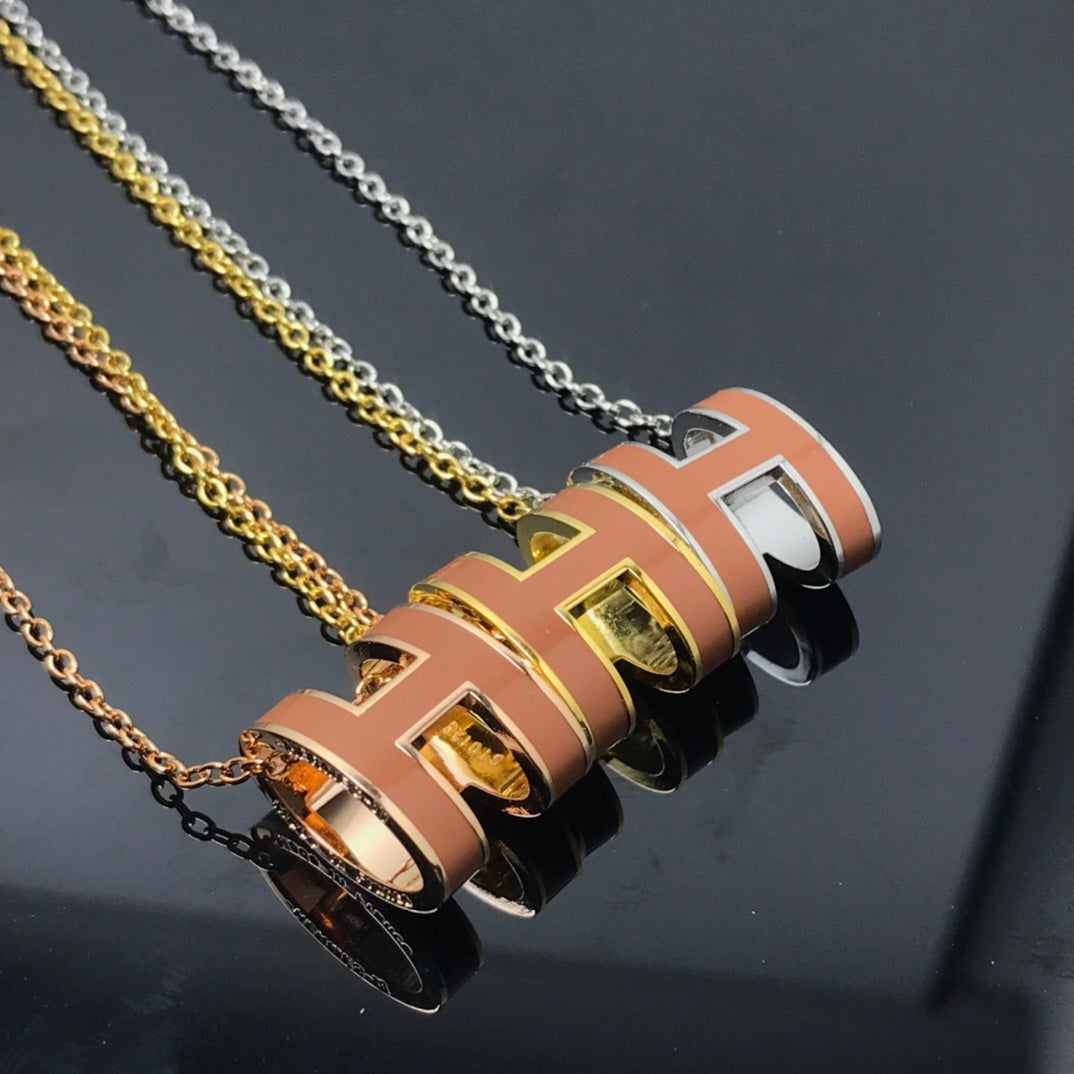 [CLOVER JEWELRY]H NECKLACE BROWN