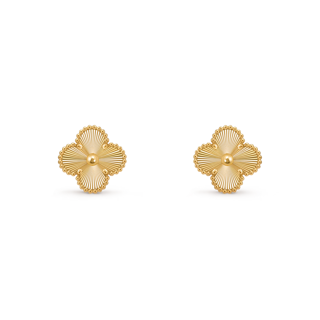 [Camiery] VA CLOVER 1 MOTIFS LASER GOLD EARRINGS