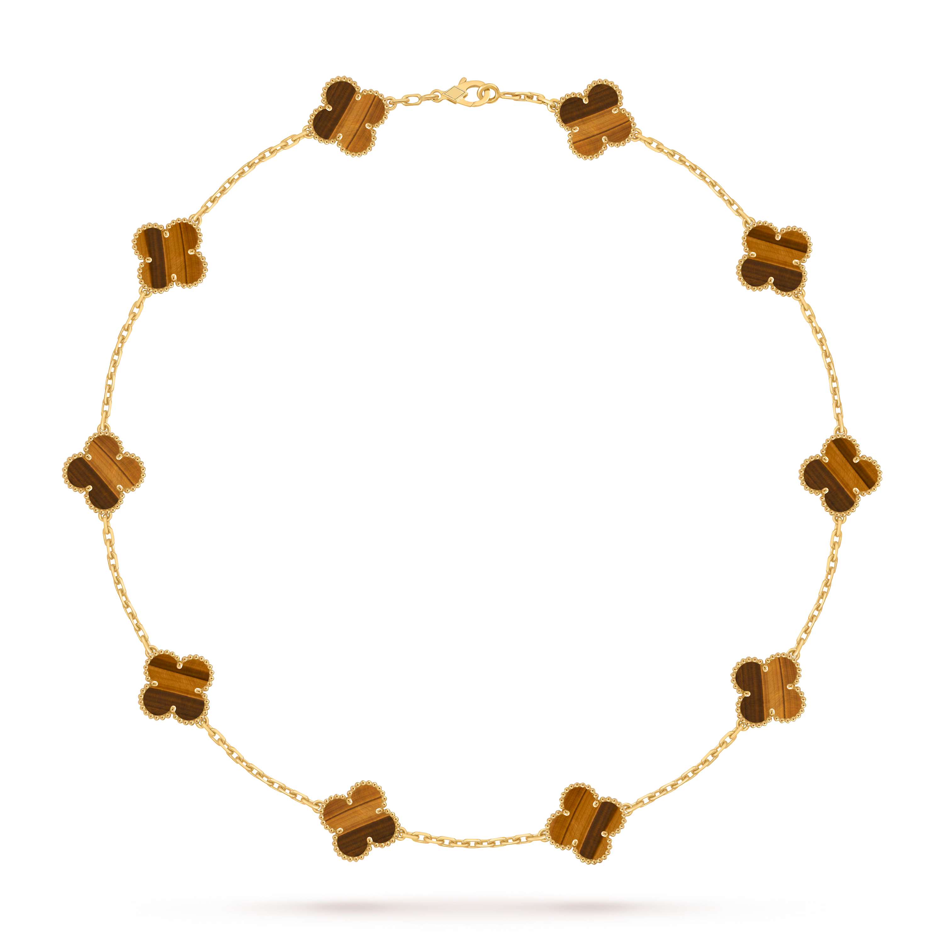 [Camiery] VA CLOVER 10 MOTIFS TIGER EYE NECKLACE