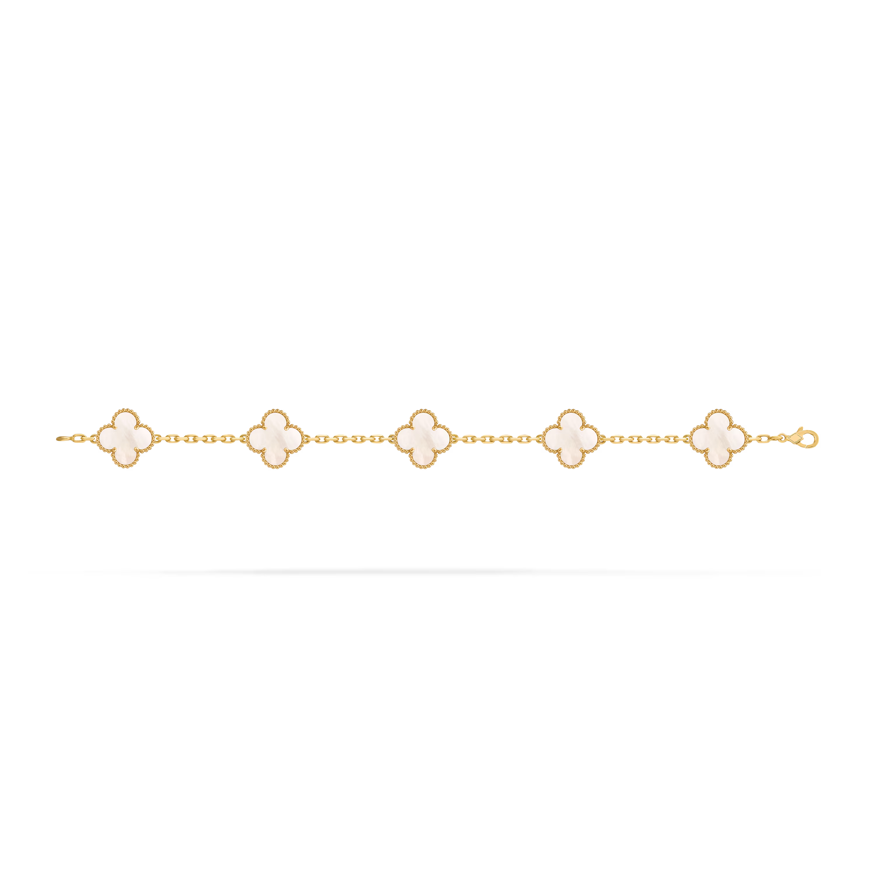 [Camiery] VA CLOVER 5 MOTIFS WHITE MOP GOLD BRACELET