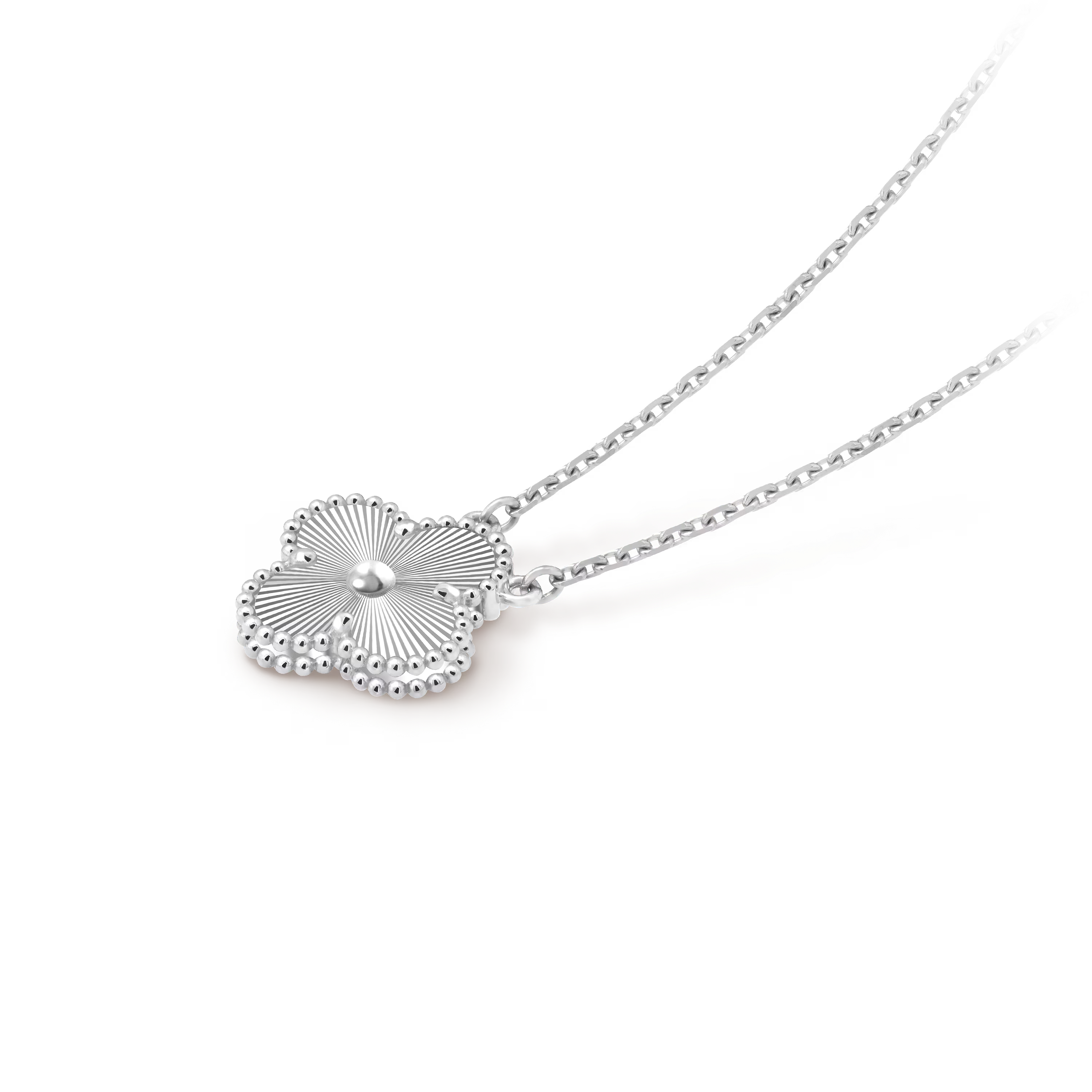 [Camiery] VA CLOVER 15MM LASER WHITE GOLD NECKLACE