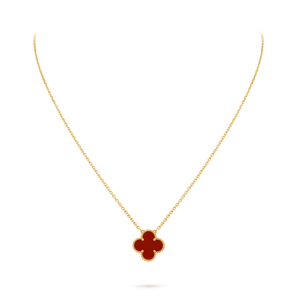 [Camiery] VA CLOVER 15MM RED AGATE GOLD NECKLACE