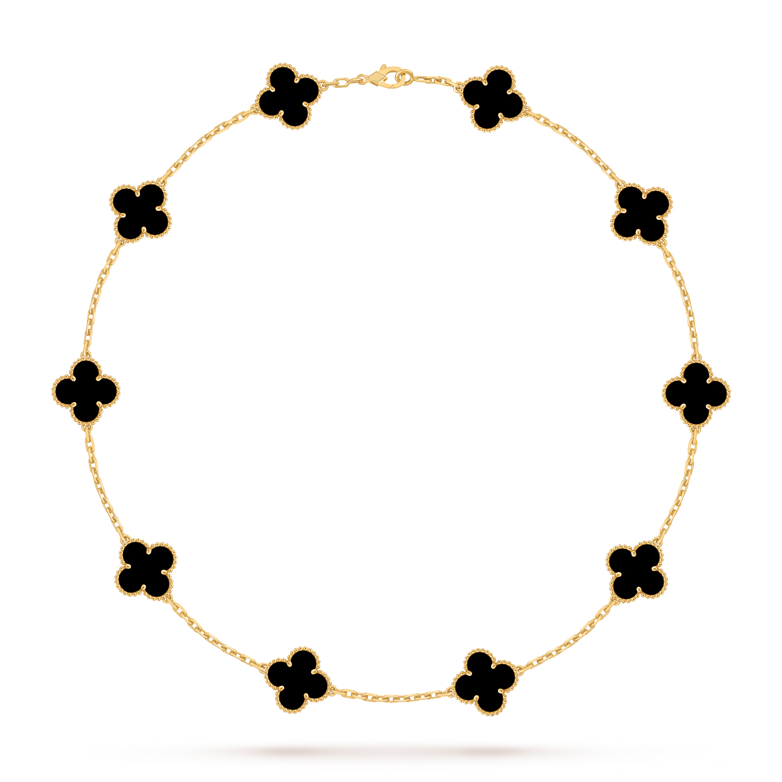 [Camiery] VA CLOVER 10 MOTIFS ONYX NECKLACE
