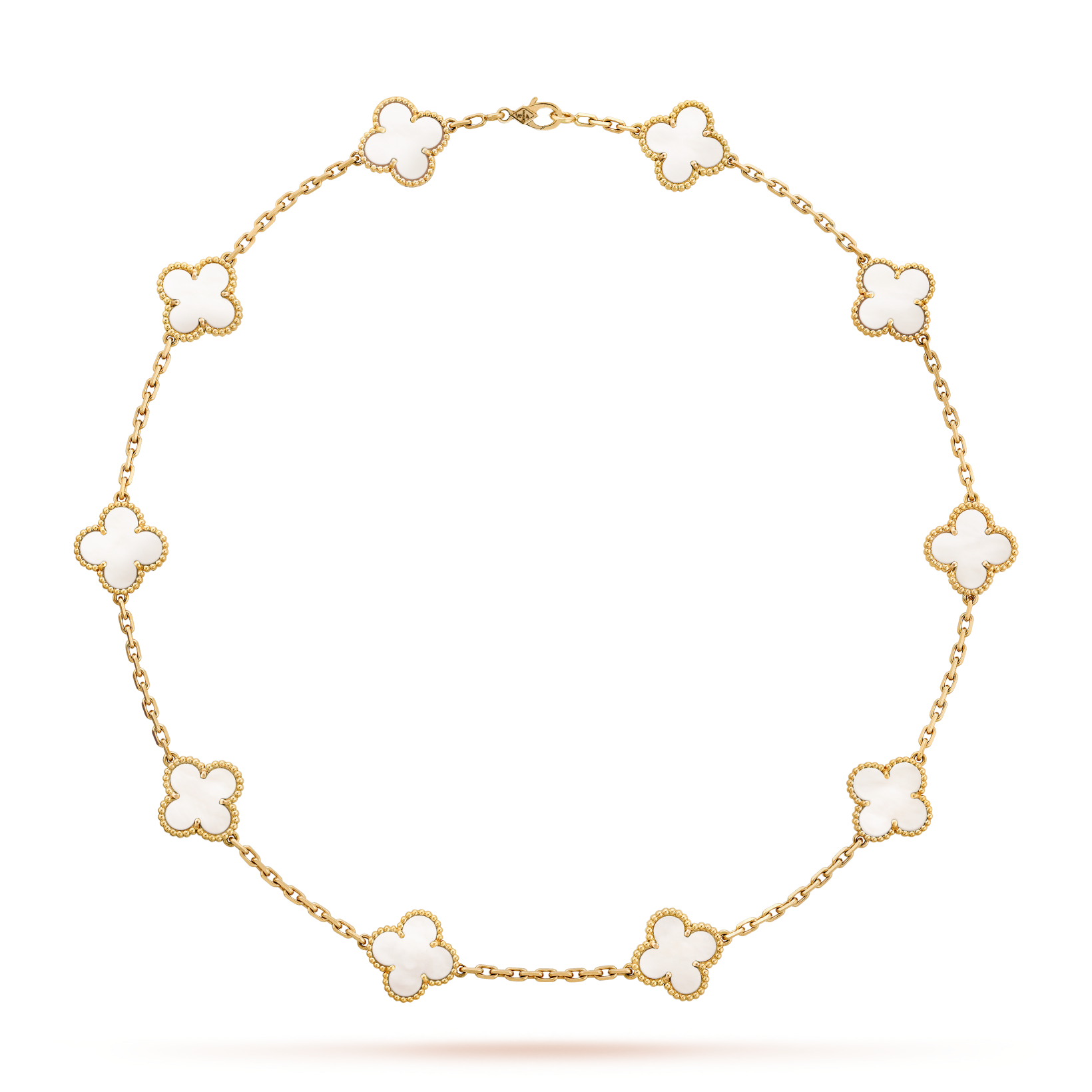 [Camiery]CLOVER 10 MOTIFS WHITE MOTHER OF PEARL NECKLACE