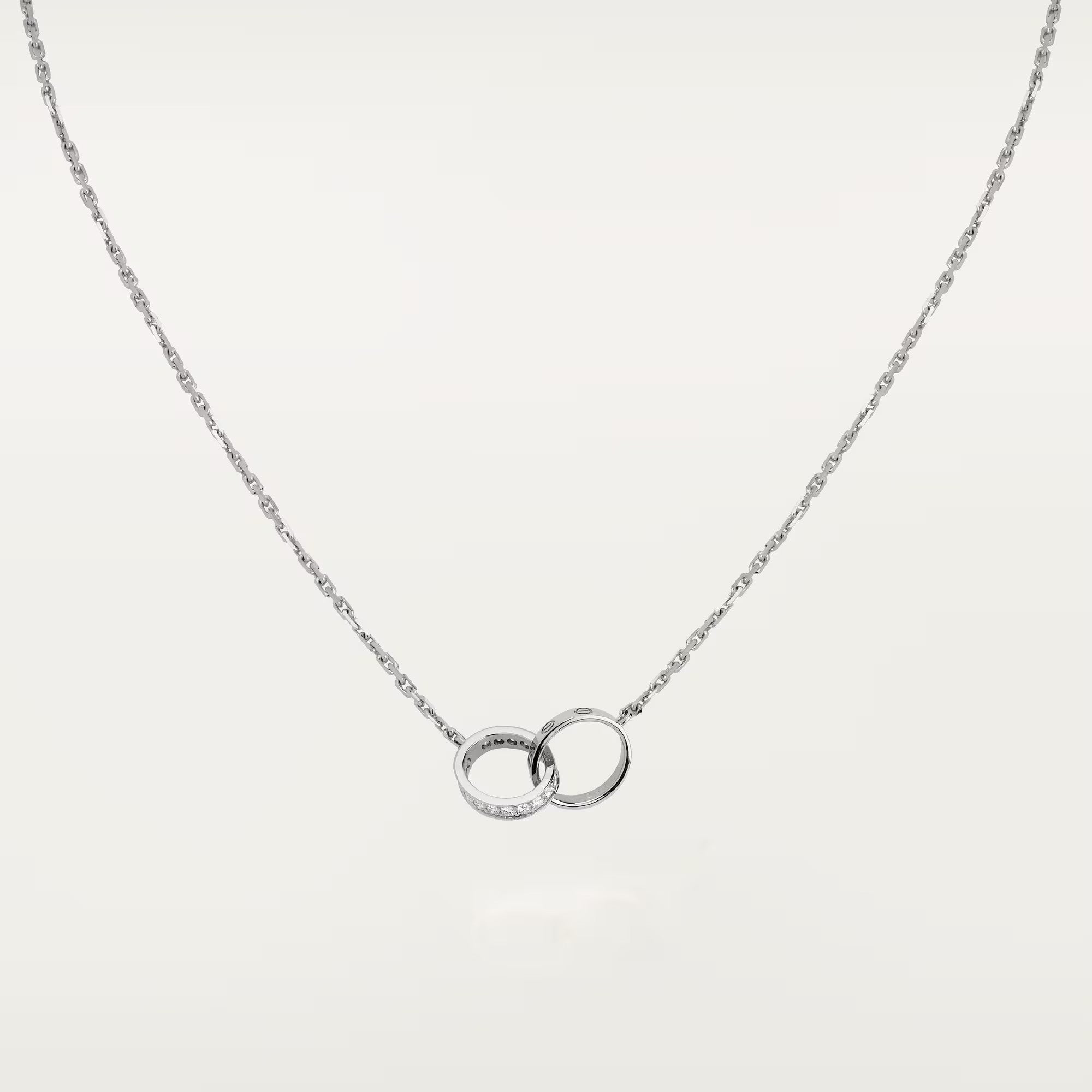 [Camiery] LOVE DOUBLE RING HALF DIAMOND NECKLACE