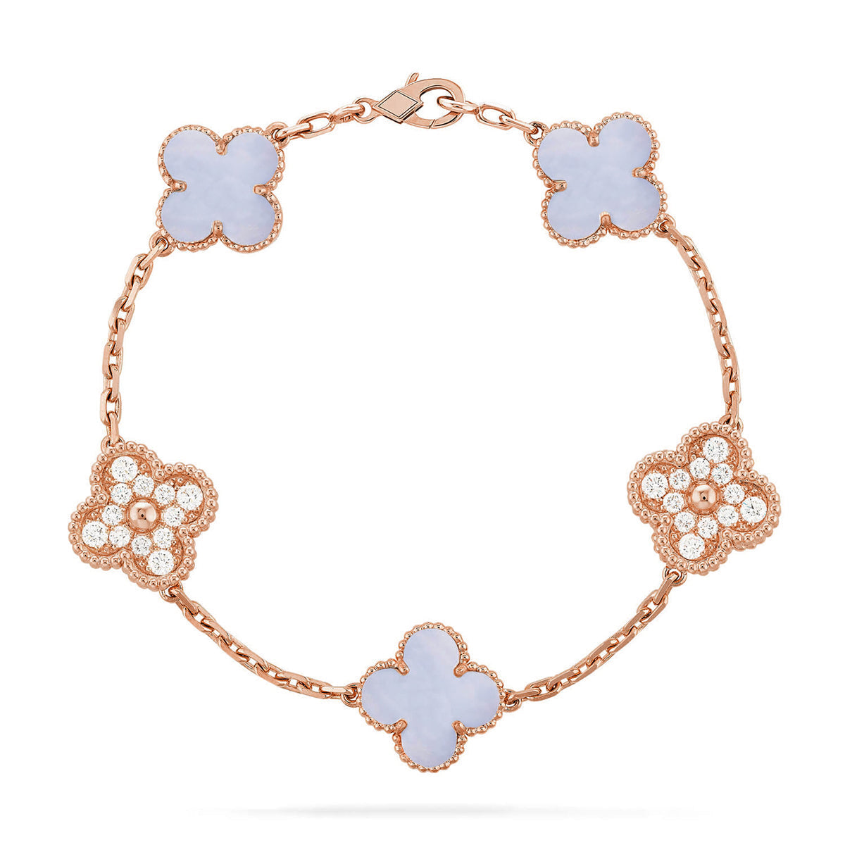 [Camiery] CLOVER 5 MOTIF PURPLE CHALCEDONY BRACELET COLLECTION