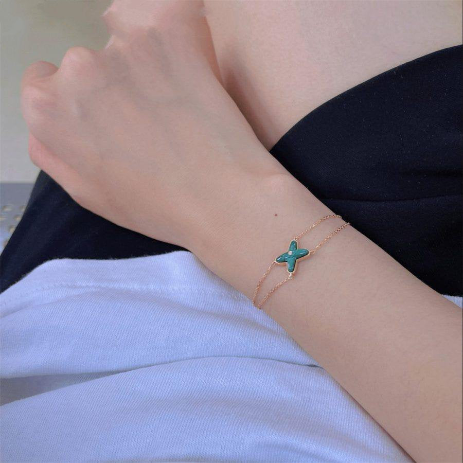 [Camiery]JEUX BRACELET MALACHITE PINK GOLD 1 DIAMOND