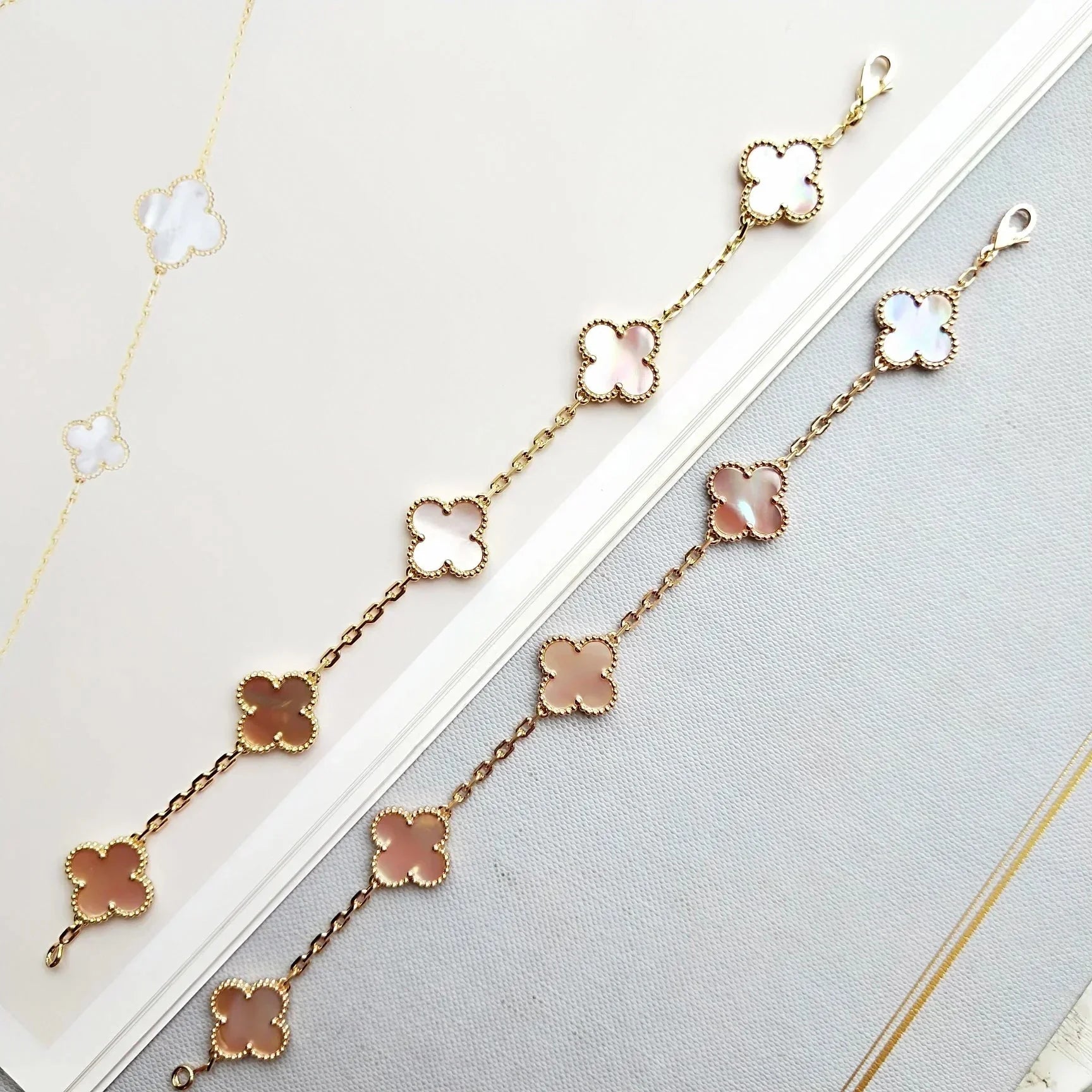 [Camiery] CLOVER 5 MOTIFS  PINK MOP BRACELET COLLECTION