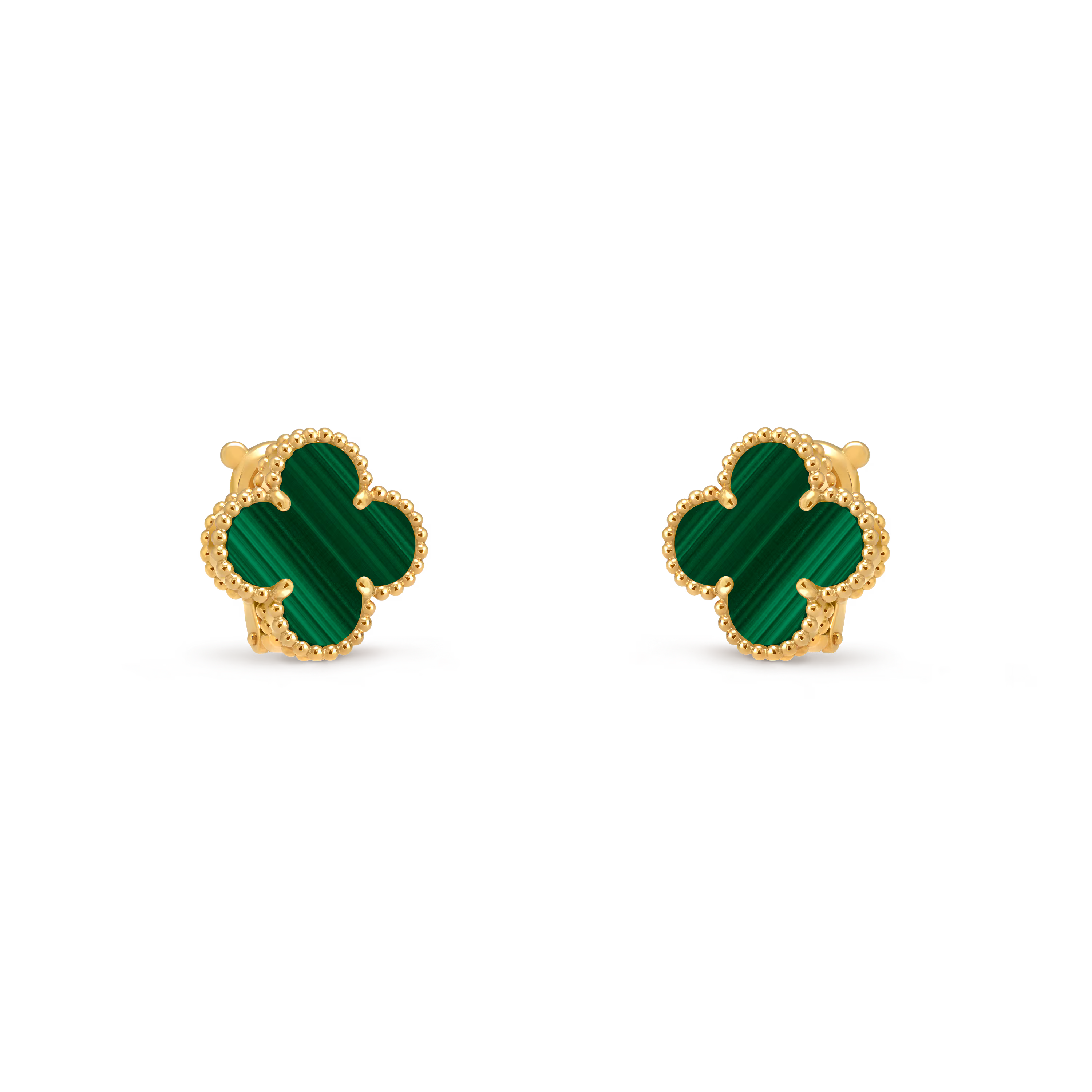 [Camiery] VA CLOVER 1 MOTIFS MALACHITE GOLD EARRINGS