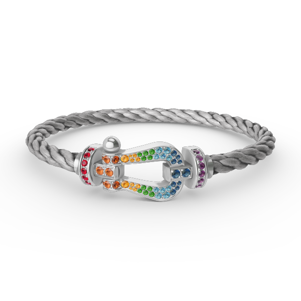 [Camiery]FORC LARGE HORSESHOE  COLORED DIAMOND BRACELET SILVER