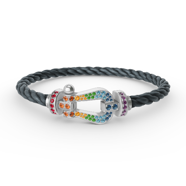 [Camiery]FORC LARGE HORSESHOE  COLORED DIAMOND BRACELET SILVER