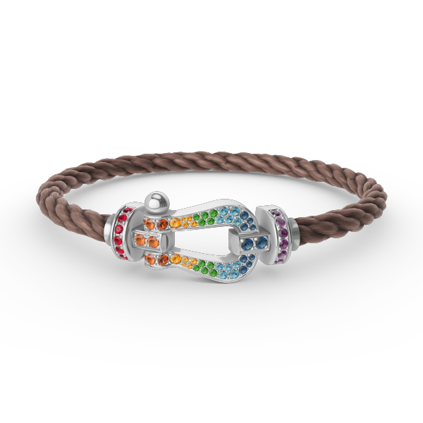 [Camiery]FORC LARGE HORSESHOE  COLORED DIAMOND BRACELET SILVER