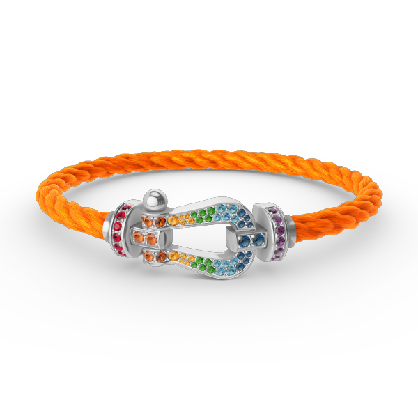 [Camiery]FORC LARGE HORSESHOE  COLORED DIAMOND BRACELET SILVER