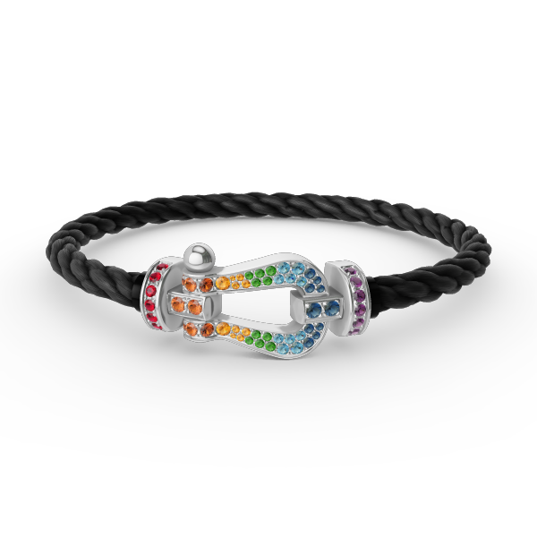 [Camiery]FORC LARGE HORSESHOE  COLORED DIAMOND BRACELET SILVER