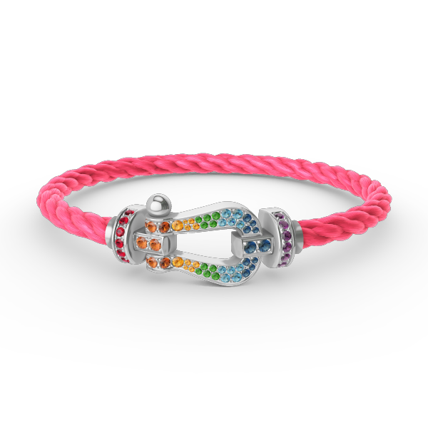 [Camiery]FORC LARGE HORSESHOE  COLORED DIAMOND BRACELET SILVER