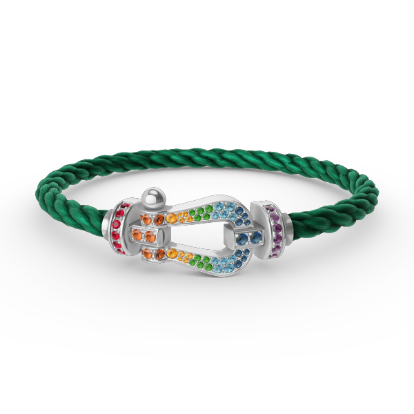 [Camiery]FORC LARGE HORSESHOE  COLORED DIAMOND BRACELET SILVER