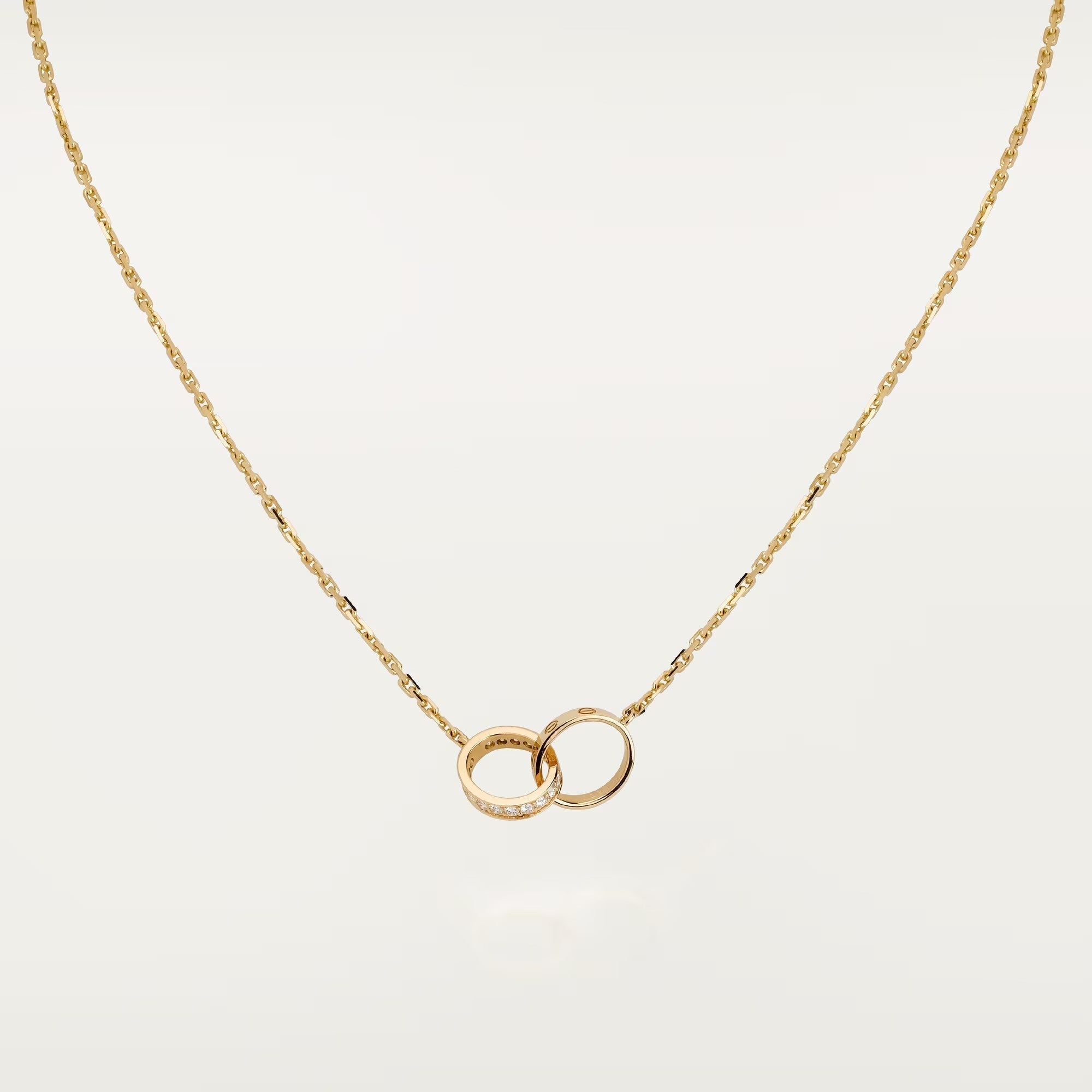 [Camiery] LOVE DOUBLE RING HALF DIAMOND NECKLACE