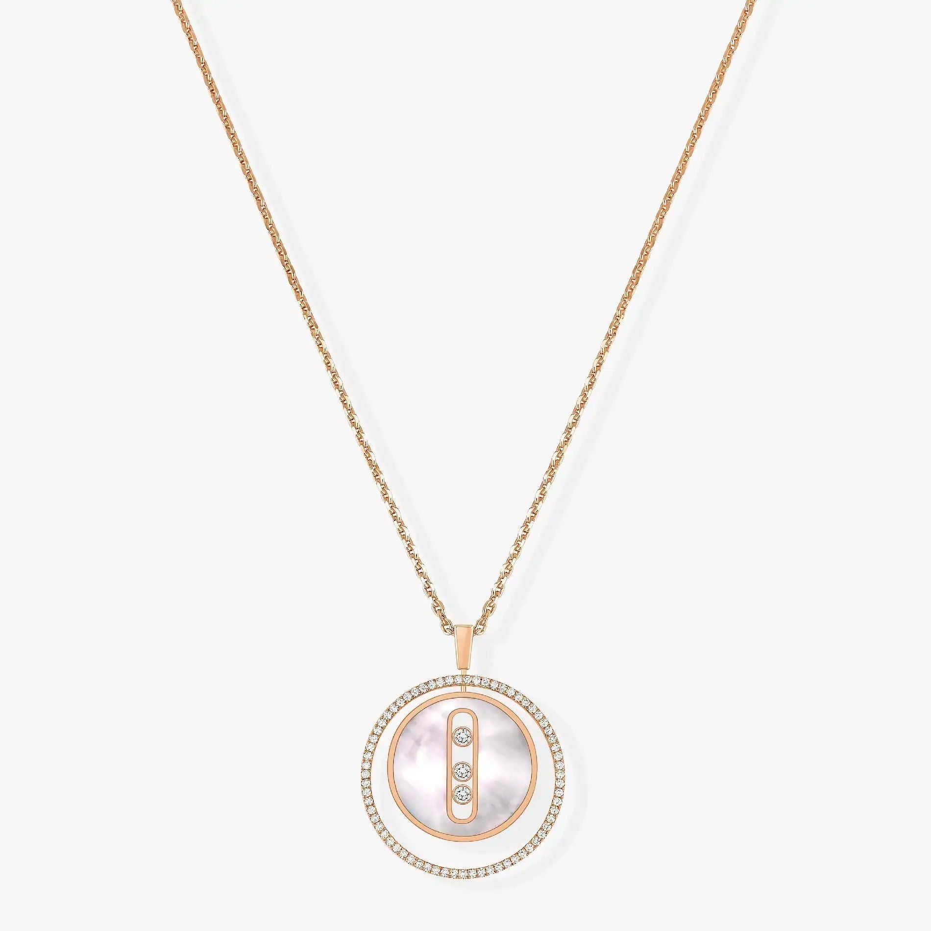 [Camiery]LUCKY MOVE MM NACRE BLANCHE DIAMOND NECKLACE