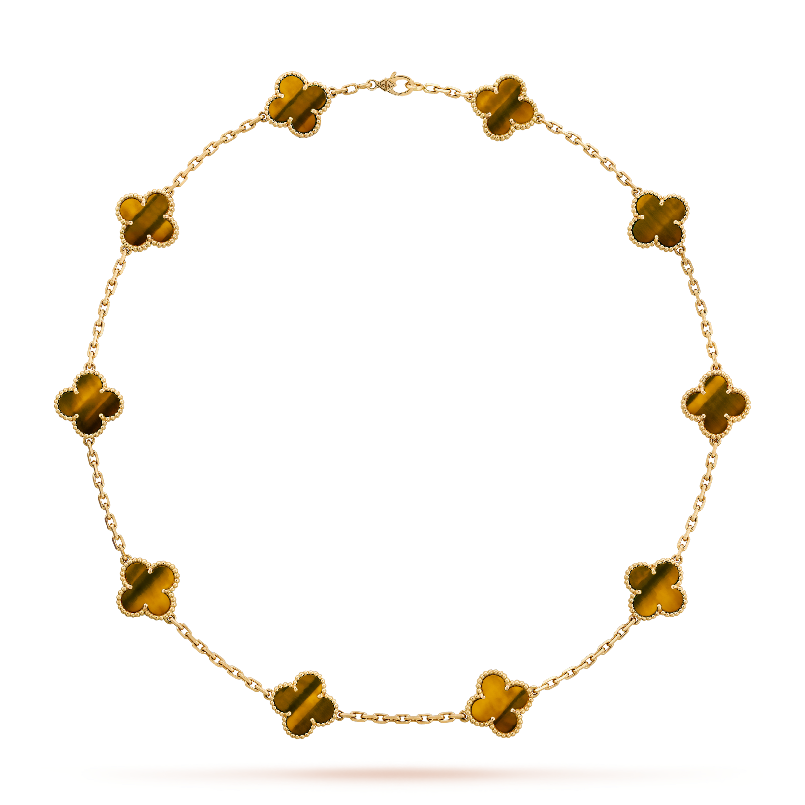 [Camiery]CLOVER 10 MOTIFS TIGER EYE NECKLACE