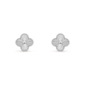 [Camiery] VA CLOVER 1 MOTIFS LASER WHITE GOLD EARRINGS
