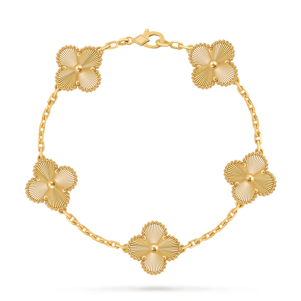[Camiery] VA CLOVER 5 MOTIFS LASER GOLD BRACELET