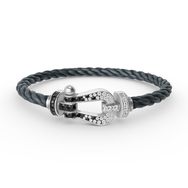 [CLOVER JEWELRY]FORCE LARGE HORSESHOE BLACK WHITE DIAMOND BRACELET SILVER