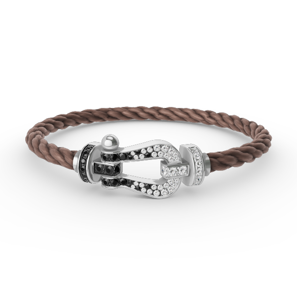 [CLOVER JEWELRY]FORCE LARGE HORSESHOE BLACK WHITE DIAMOND BRACELET SILVER