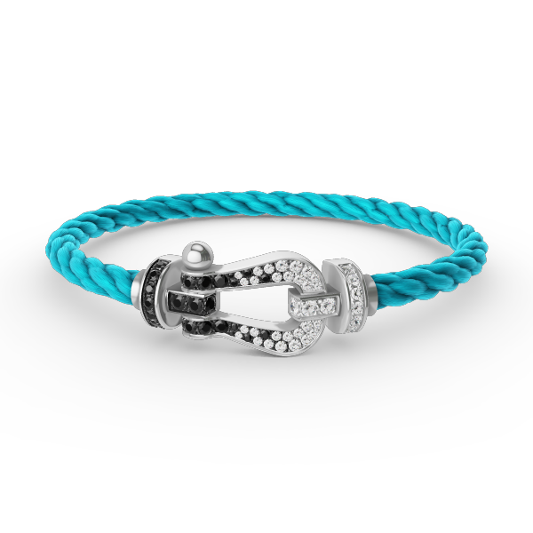 [CLOVER JEWELRY]FORCE LARGE HORSESHOE BLACK WHITE DIAMOND BRACELET SILVER