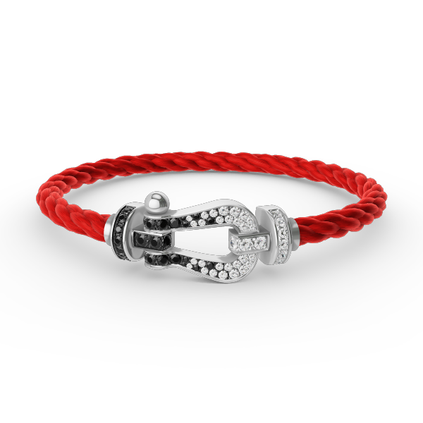 [CLOVER JEWELRY]FORCE LARGE HORSESHOE BLACK WHITE DIAMOND BRACELET SILVER